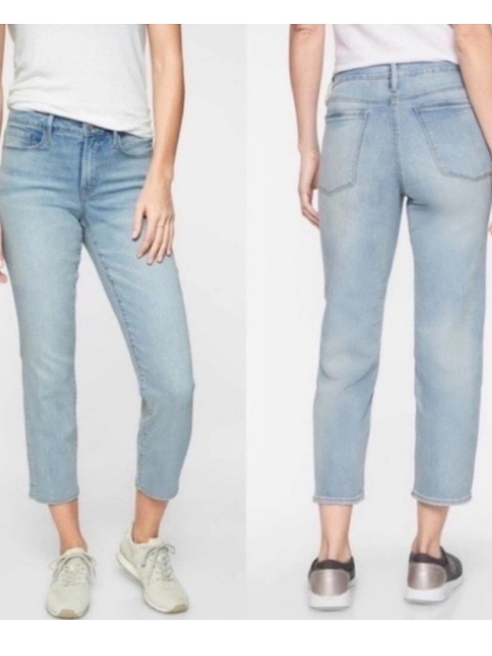 Athleta Sculptek Light Wash Blue Cropped Slim Straight Jeans 4 GUC Stretchy